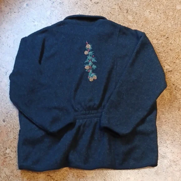 Vintage Art Unlimited Sportswear Women's Black Fleece Embroidered Jacket XL - Picture 5 of 8